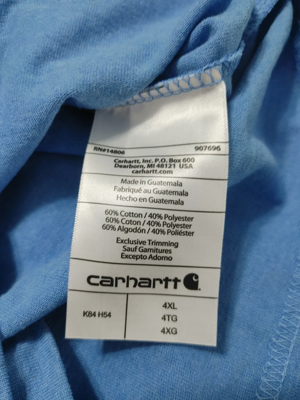 Carhartt Light Blue Short-Sleeve Henley with Chest Pocket 4XL - Picture 7 of 8